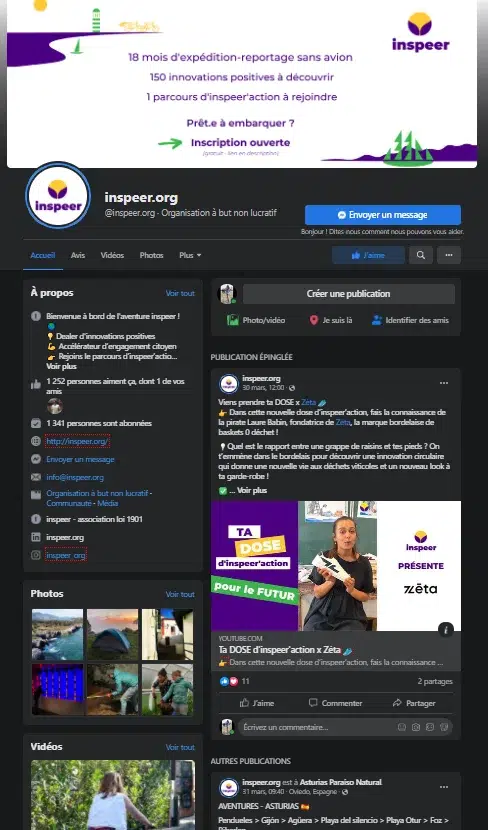 Facebook de l'ong INSPEER